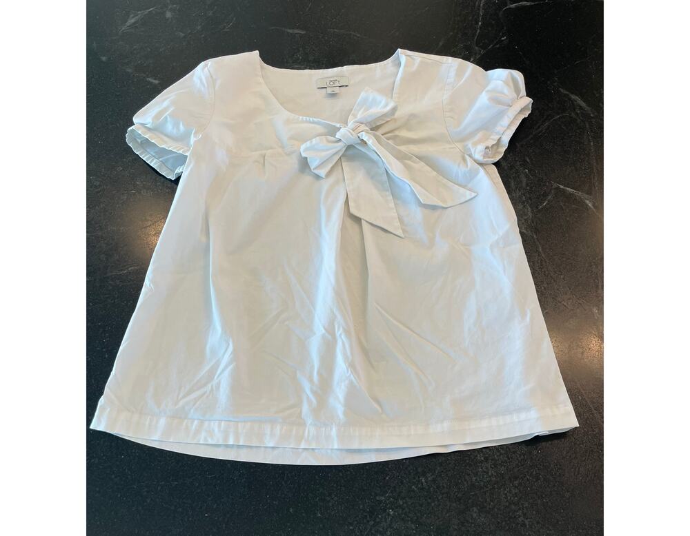 LOFT Asymmetrical bow front white top medium